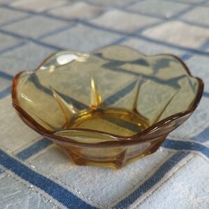Vintage Amber Glass Decorative Dish